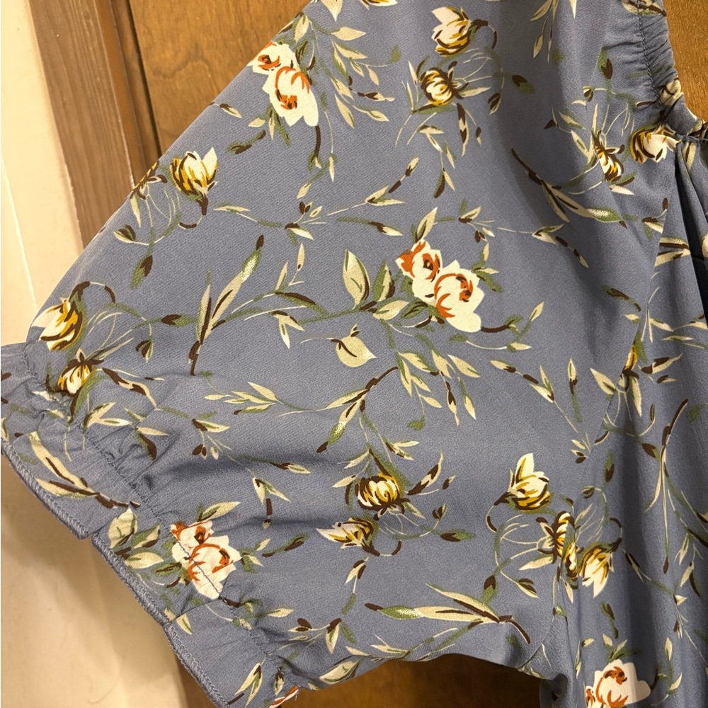 Bloom Chic Floral Blue Midi Dress w/ Pockets! - Picture 5 of 8